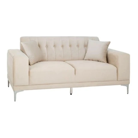 CREAM VELVET TWO-SEATER SOFA 181X86X85CM W SILVER METAL LEGS KD