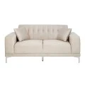 CREAM VELVET TWO-SEATER SOFA 181X86X85CM W SILVER METAL LEGS KD