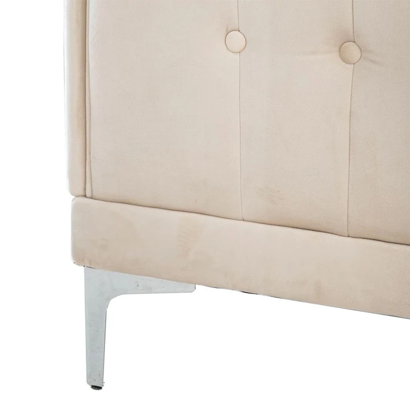 CREAM VELVET TWO-SEATER SOFA 181X86X85CM W SILVER METAL LEGS KD
