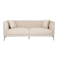 CREAM VELVET THREE-SEATER SOFA 220X96X73CM W SILVER METAL LEGS KD