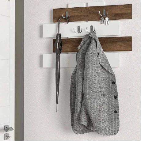 Holly Megapap melamine wall hanger in white - walnut color 80x5x60cm.