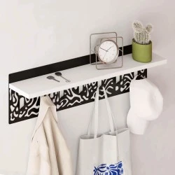 Wall hanger Novo Megapap made of metal - melamine color white - black 80x12.2x20cm. Wall hanger Novo Megapap made of metal - melamine color white - black 80x12.2x20cm.
