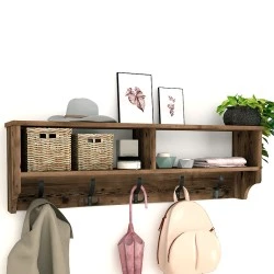 Ottila Megapap melamine wall hanger in smoked walnut color 120x22x37cm. Ottila Megapap melamine wall hanger in smoked walnut color 120x22x37cm.