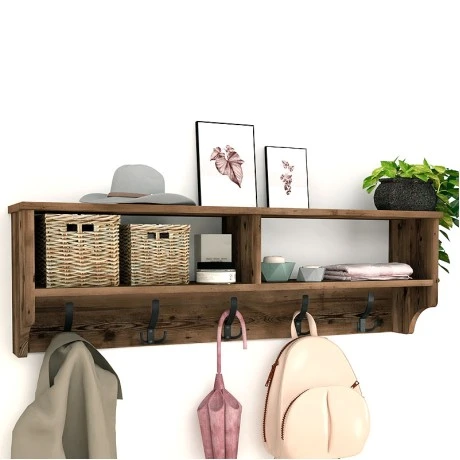 Ottila Megapap melamine wall hanger in smoked walnut color 120x22x37cm.