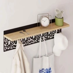 Wall hanger Novo Megapap made of metal - melamine color sapphire oak - black 80x12.2x20cm. Wall hanger Novo Megapap made of metal - melamine color sapphire oak - black 80x12.2x20cm.