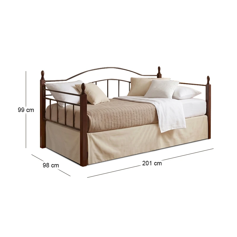 VINCENT Daybed 90x190 Metal Black/Wood Walnut