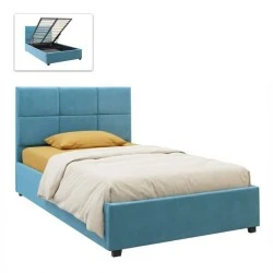 Kingston Megapap velvet bed with storage space in blue color 120x200cm. Kingston Megapap velvet bed with storage space in blue color 120x200cm.