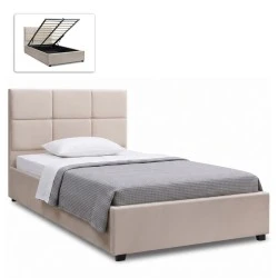 Kingston Megapap velvet bed with storage space in cream color 120x200cm. Kingston Megapap velvet bed with storage space in cream color 120x200cm.
