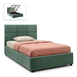 Kingston Megapap velvet bed with storage space in green color 120x200cm. Kingston Megapap velvet bed with storage space in green color 120x200cm.