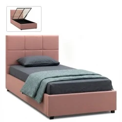 Kingston Megapap velvet bed with storage space in melon pink color 100x200cm. Kingston Megapap velvet bed with storage space in melon pink color 100x200cm.