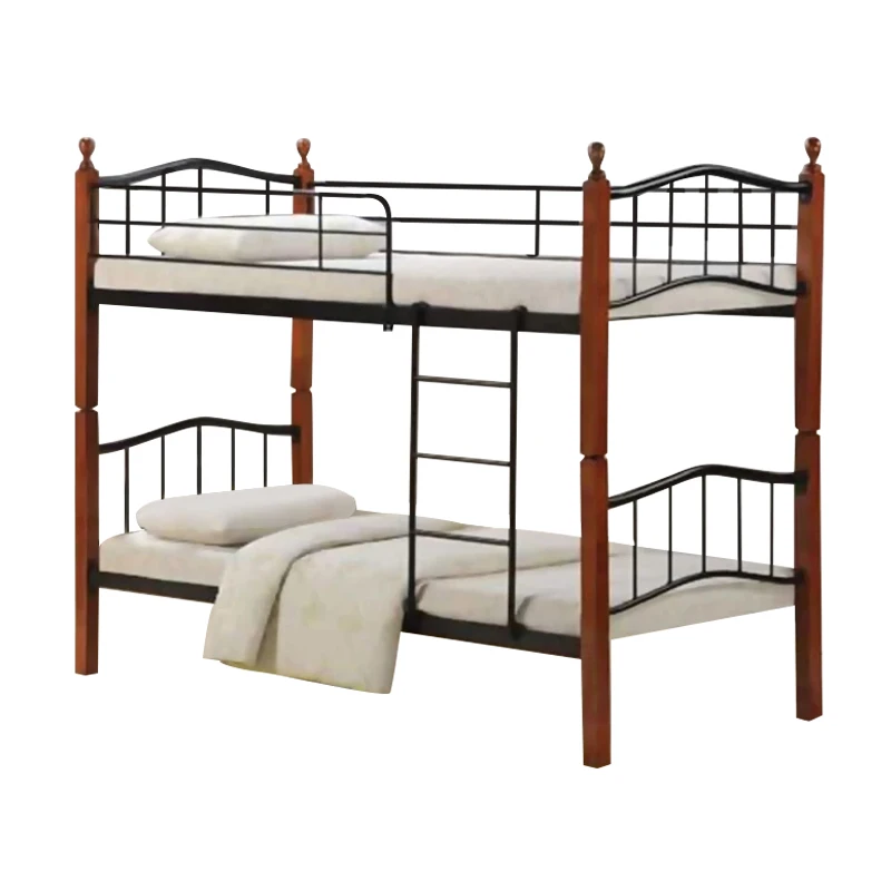 BUTTON Double Deck Bed 90x200 Metal Black/Wood Walnut
