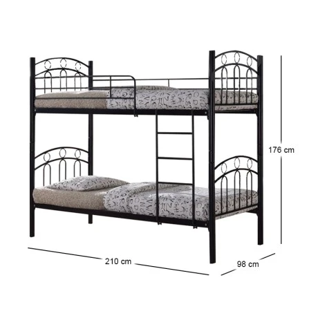 DECKER Double Deck Bed 90x200 Metal Black