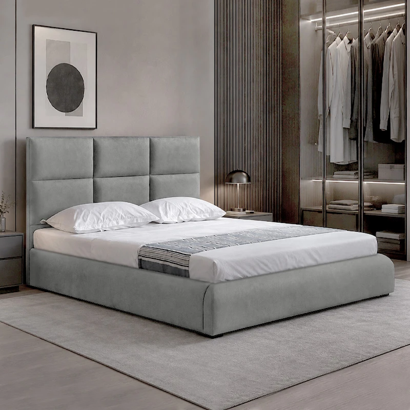 MAXIM Bed 160x200cm Grey Stone Fabric