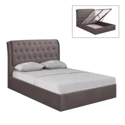MAXWELL Gas Lift Bed 160x200cm Dark Brown Fabric MAXWELL Gas Lift Bed 160x200cm Dark Brown Fabric