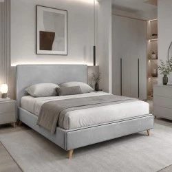 MORISSON Bed 140x190cm Light Grey Fabric MORISSON Bed 140x190cm Light Grey Fabric