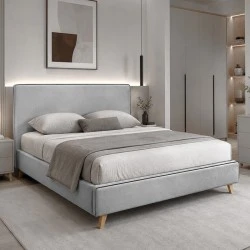 MORISSON Bed 160x200cm Light Grey Fabric MORISSON Bed 160x200cm Light Grey Fabric