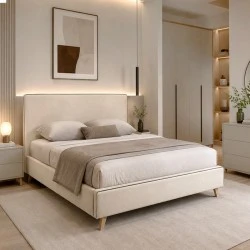 MORISSON Bed (for Mattress 140x190cm) Ecru Fabric MORISSON Bed (for Mattress 140x190cm) Ecru Fabric
