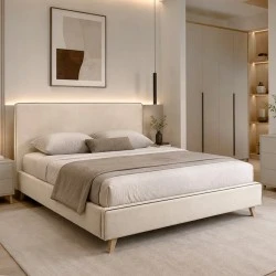 MORISSON Bed (for Mattress 160x200cm) Ecru Fabric MORISSON Bed (for Mattress 160x200cm) Ecru Fabric