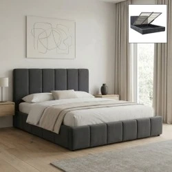 Nival Megapap fabric bed with storage space in anthracite color 160x200cm. Nival Megapap fabric bed with storage space in anthracite color 160x200cm.