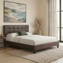 Sissy Megapap PU leather bed in brown color 160x200cm.