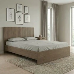 Troy Megapap melamine bed in walnut color 140x190cm. Troy Megapap melamine bed in walnut color 140x190cm.