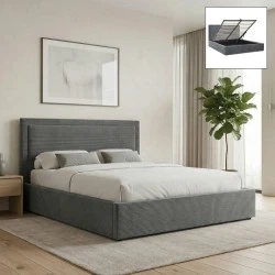 Velar Megapap fabric bed with storage space in grey color 160x200cm. Velar Megapap fabric bed with storage space in grey color 160x200cm.