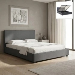 Verona Megapap fabric bed with storage space in anthracite color 160x200cm. Verona Megapap fabric bed with storage space in anthracite color 160x200cm.