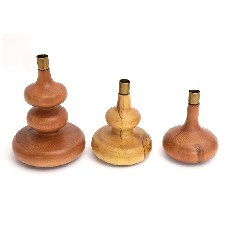 DECO WOODEN VASE 13X17CM
