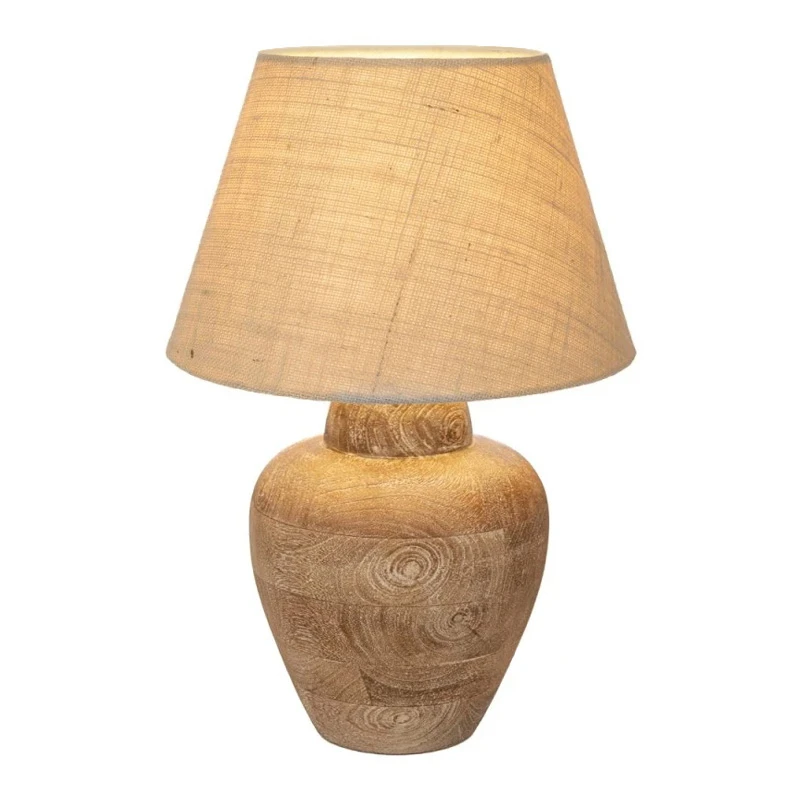 TABLE LAMP MADE OF MANGO WOOD WITH CREAM SHADE