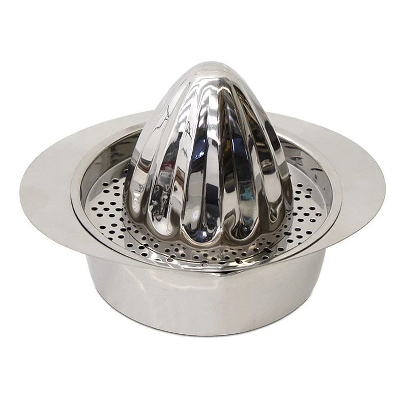 Homeplus lemon squeezer inox with 2 cones in silver color 18x15x14cm.