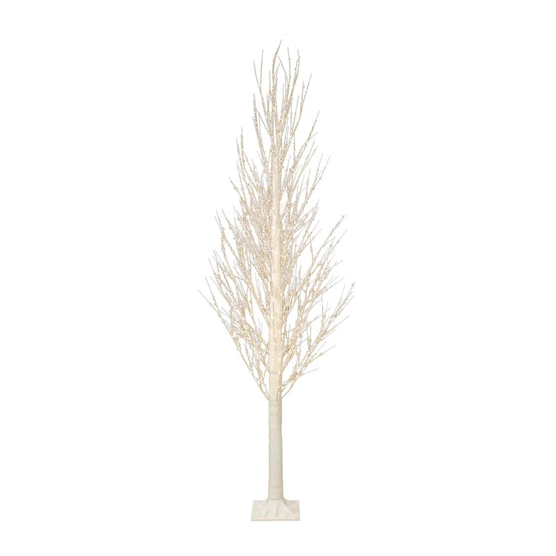 ILLUMINATED XMAS TREE 210CM WITH 1100 WARM WHITE LED ON WHITE METAL BASE 25X25CM