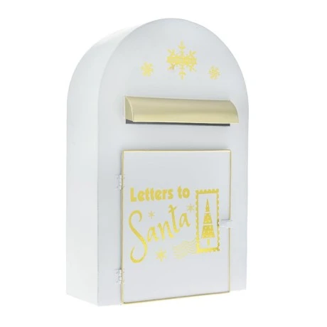 XMAS WHITE GOLD METAL MAILBOX 25X12Χ38CM
