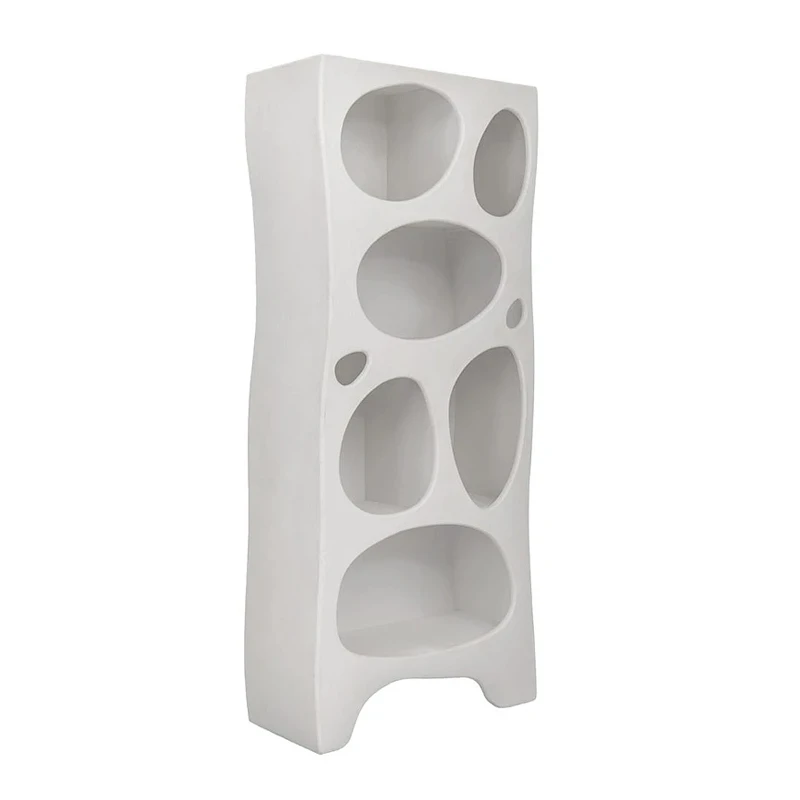WHITE MDF BOOKSHELF WITH IRREGULAR CASES 80X36X180CM
