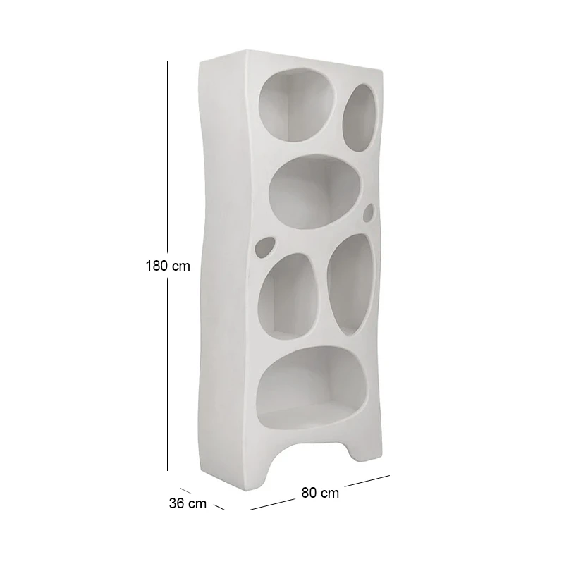 WHITE MDF BOOKSHELF WITH IRREGULAR CASES 80X36X180CM