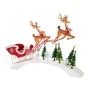 XMAS WHITE METAL BRIDGE WITH GREEN MINI TREES,TWO BROWN REINDEER AND RED SLEIGH 103X415X71,5CM
