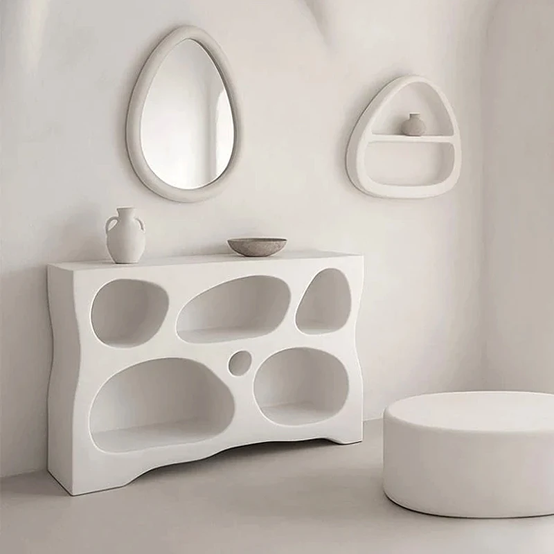 WHITE MDF TV CABINET WITH IRREGULAR CASES 120X35X80CM