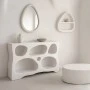 WHITE MDF TV CABINET WITH IRREGULAR CASES 120X35X80CM