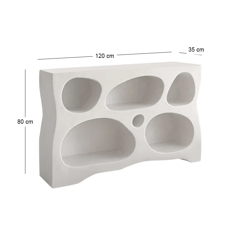 WHITE MDF TV CABINET WITH IRREGULAR CASES 120X35X80CM