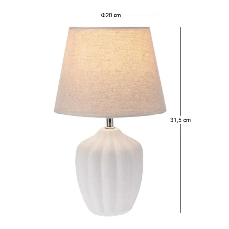 WHITE CERAMIC LAMP WITH WHITE HAT D20X31,5CM