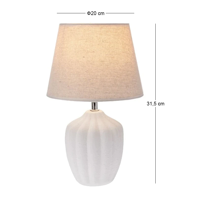 WHITE CERAMIC LAMP WITH WHITE HAT D20X31,5CM