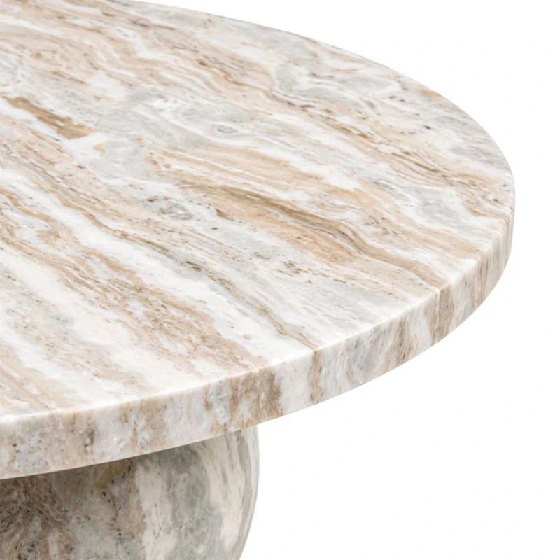 WHITE MARBLE COFFEE TABLE D90X30CM