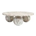 WHITE MARBLE COFFEE TABLE D90X30CM
