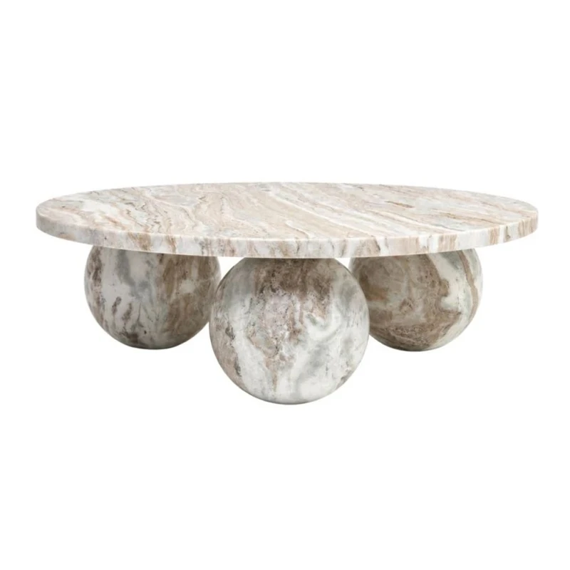 WHITE MARBLE COFFEE TABLE D90X30CM