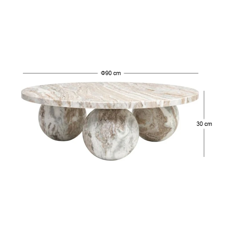 WHITE MARBLE COFFEE TABLE D90X30CM