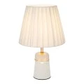 WHITE METAL LAMP WITH GOLD DETAILS AND EXTRA LIGHTING AT THE BASE 37.5CM