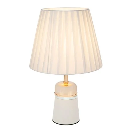 WHITE METAL LAMP WITH GOLD DETAILS AND EXTRA LIGHTING AT THE BASE 37.5CM