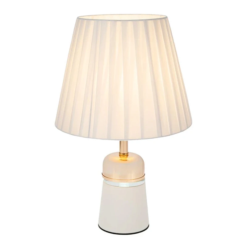 WHITE METAL LAMP WITH GOLD DETAILS AND EXTRA LIGHTING AT THE BASE 37.5CM