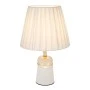 WHITE METAL LAMP WITH GOLD DETAILS AND EXTRA LIGHTING AT THE BASE 37.5CM