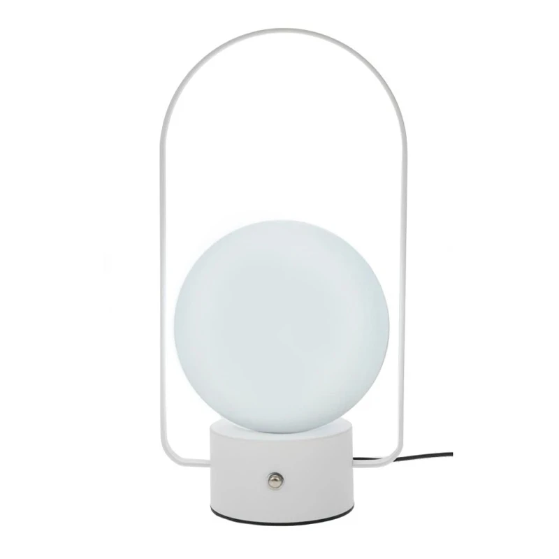 WHITE METAL LAMP WITH USB 27CM