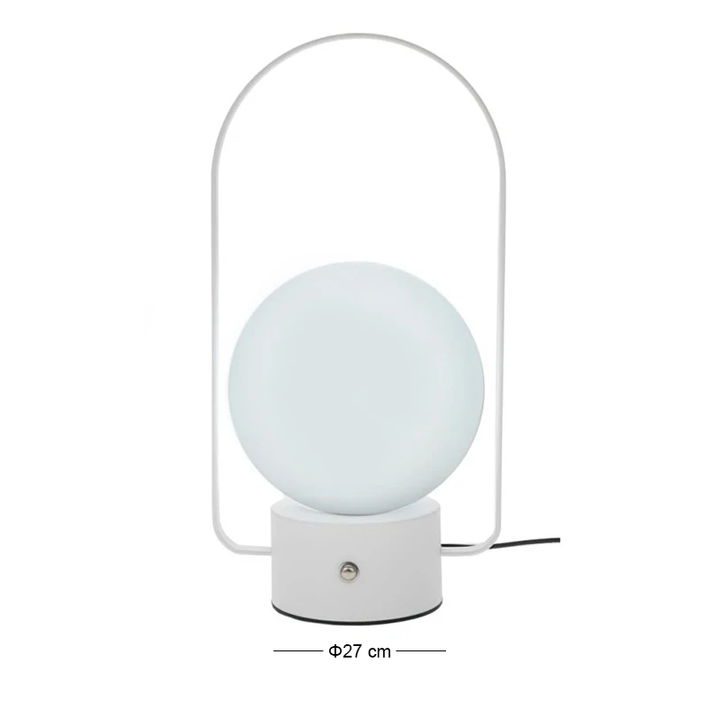 WHITE METAL LAMP WITH USB 27CM